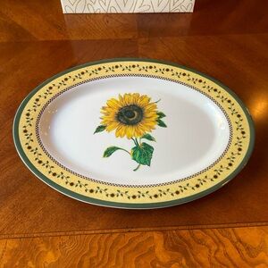 Melamine Ware Gourmet Design Sunflower Platter, Oval Shape, Cheerful, EUC, HTF